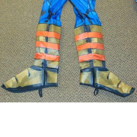Marvel Captain America Halloween Costume 12/14 Muscle Jumpsuit w/Boot Tops, Mask - Picture 5 of 7
